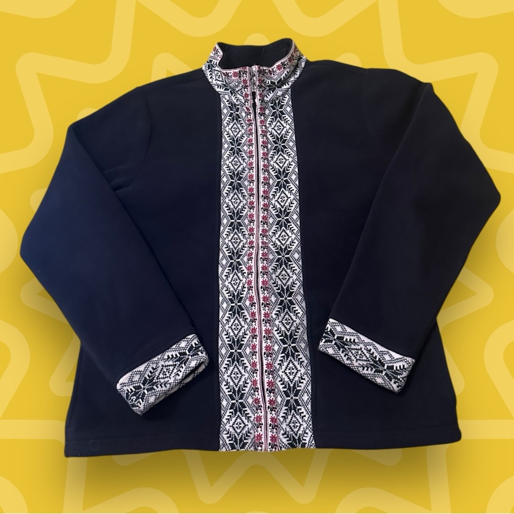 L.L.Bean Women's Nordic Snowflake Fleece Jacket- Size Medium